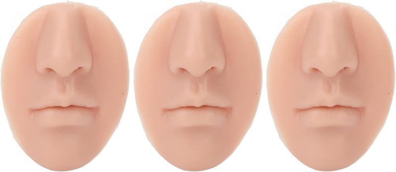 woobles 3pcs Silicone Nose Model, Reused Soft Nose Mold with Mouth Soft Elastic for Earrings Jewelry Display Rubber Nose for Piercing Practice (Medium Skin Color) - Image 1